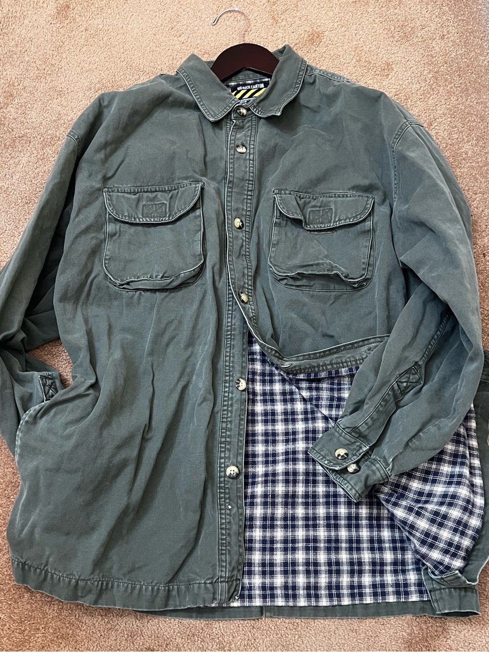 Big Rock Canyon Men’s XL Olive Lined Utility Jacket Plaid